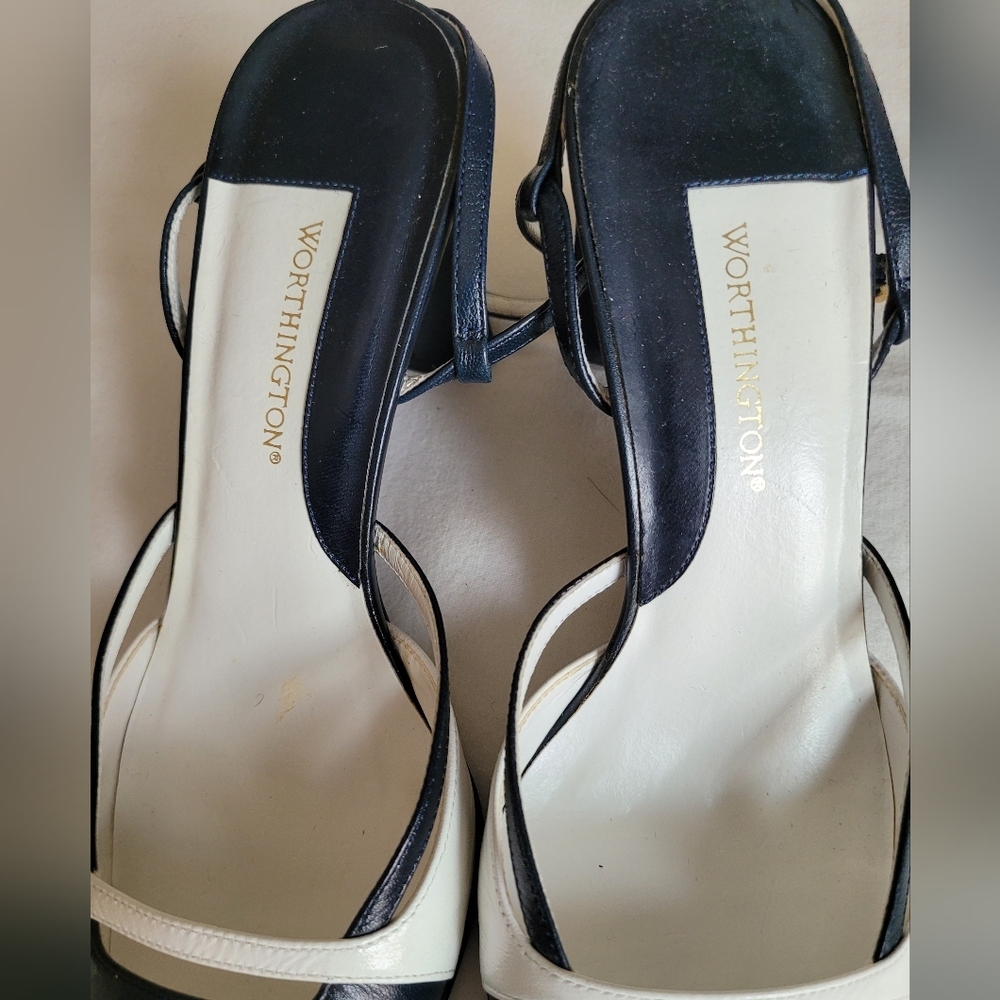 Worthington Elegant Navy and Tan Strappy Heel Bundle, Sz 8 M,  GUC - Picture 9 of 14